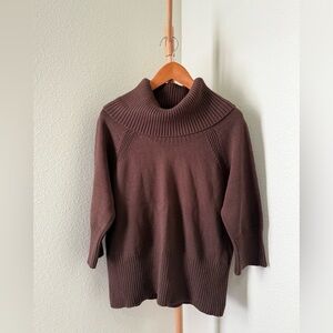 Apt. 9 Dark Brown Cowl Neck Cozy 100% Cotton Sweater Womens Size XL